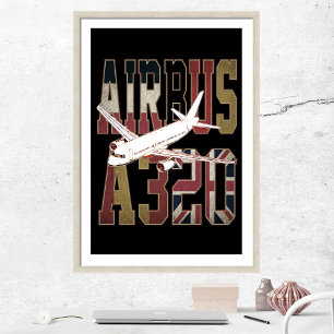 Airbus A320 Jetliner. Vintage europäische Flaggen Fotodruck