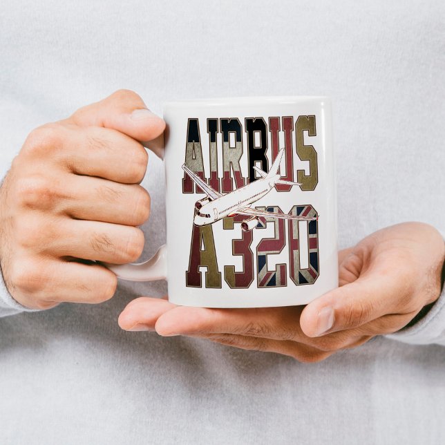 Airbus a320 Jetliner. Vintage European Flags Kaffeetasse (Airbus a320 Jetliner. Vintage European Flags. Coffee Mug)