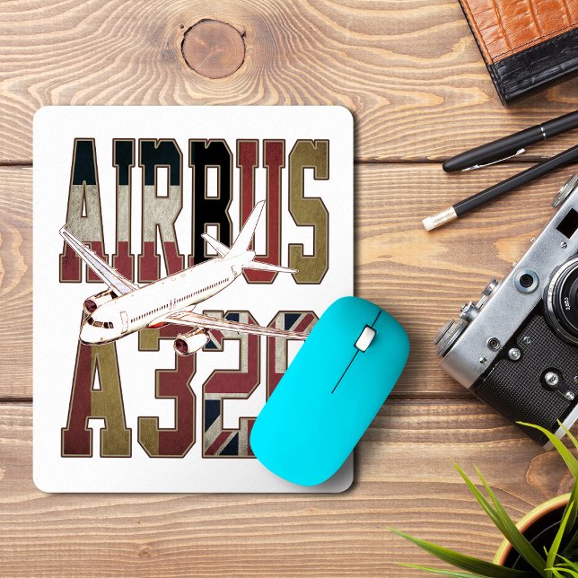 Airbus a320 Jetliner. Vintage European Flags Mousepad (Airbus a320 Jetliner. Vintage European Flags. Mouse Pad)