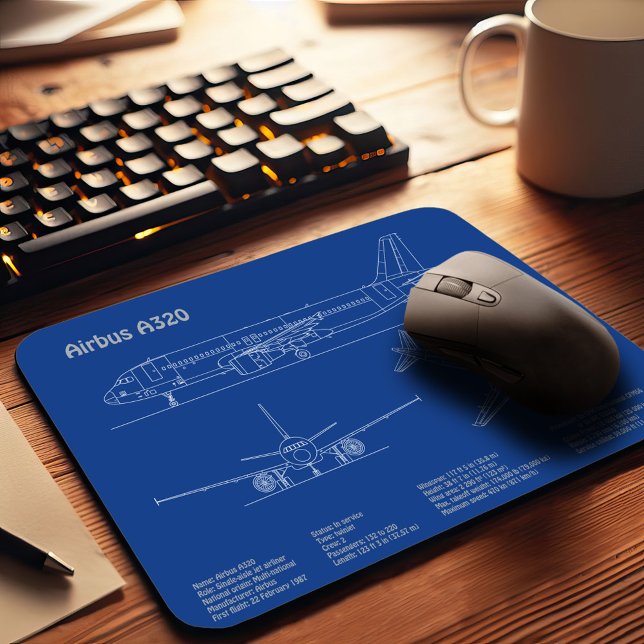 Airbus A320 - Pläne für Zeichnend Flugzeugkonzepte Mousepad (Von Creator hochgeladen)