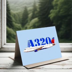 Airbus a320 Wasserfarbenes Flugzeugbild Dankeskarte