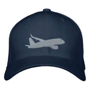 Aircraft Airliner Jet Silhouette Flying Embroidery Bestickte Baseballkappe