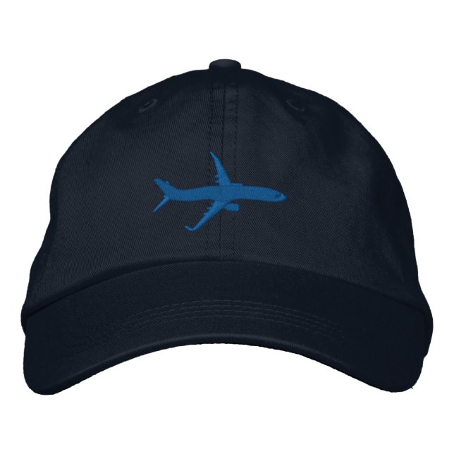Aircraft Airliner Jet Silhouette Flying Embroidery Bestickte Baseballkappe (Vorderseite)