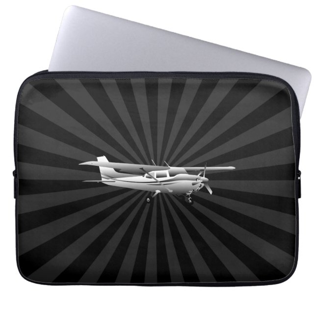 Aircraft Cessna Silhouette Flying Black Sunburst Laptopschutzhülle (Vorderseite)