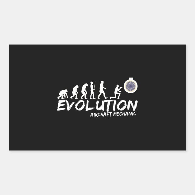 Aircraft Mechanic Evolution Funny of Men Rechteckiger Aufkleber (Vorderseite)