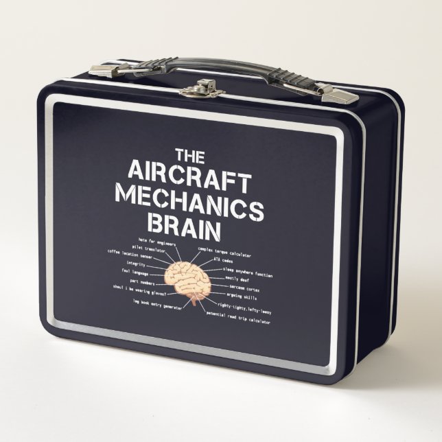 Aircraft Mechanik Brain Funny Airplane Hubschraube Metall Brotdose (Vorderseite)