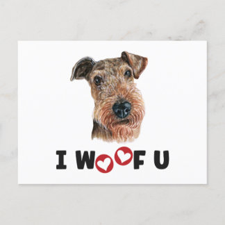 Airdale Terrier Dog I Woof You Einladungspostkarte