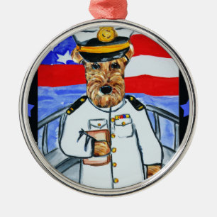 AIRDALTERRIER ORNAMENT AUS METALL