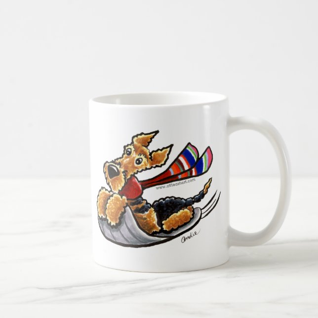 Aire-Sledding Airedale Terrier Kaffeetasse (Rechts)