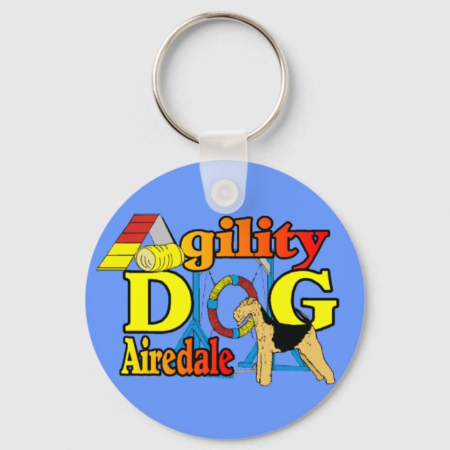 Airedale_Agility Geschenke Schlüsselanhänger (Vorderseite)