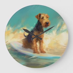 Airedale Beach Surfgrafik Große Wanduhr