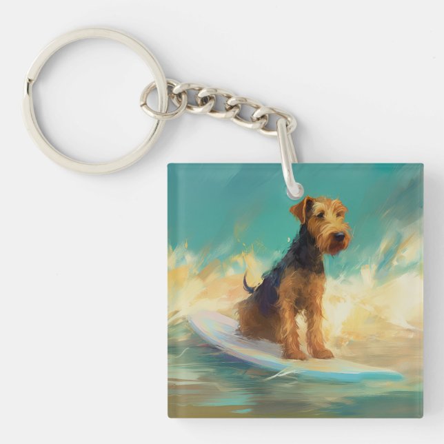 Airedale Beach Surfgrafik Schlüsselanhänger (Vorderseite)
