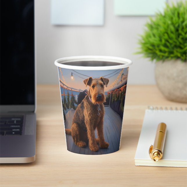 Airedale Christmas Cruise: Pawsome Holiday Delight Pappbecher (InSitu)