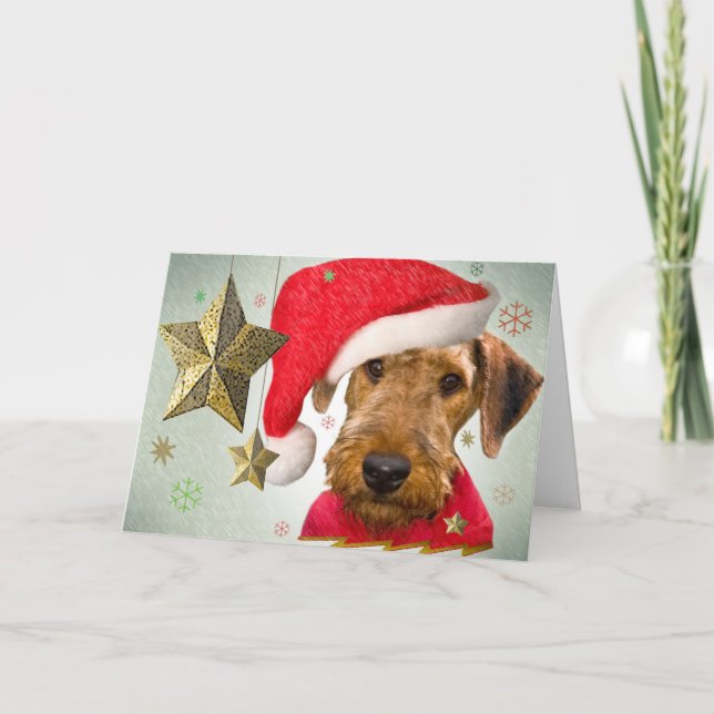 Airedale Christmas Star Grußkarte Feiertagskarte (Vorderseite)