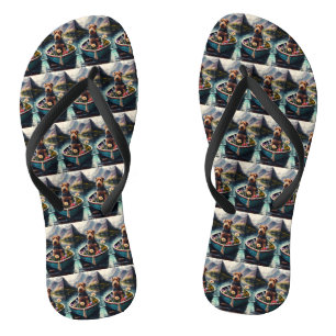 Airedale Dog on a Paddle: Ein Landschaftliches Abe Flip Flops