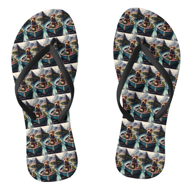 Airedale Dog on a Paddle: Ein Landschaftliches Abe Flip Flops (Fußbett)