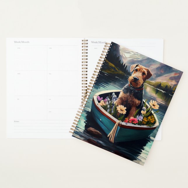 Airedale Dog on a Paddle: Ein Landschaftliches Abe Planer (Anzeige)