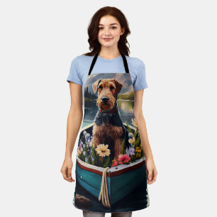Airedale Dog on a Paddle: Ein Landschaftliches Abe Schürze