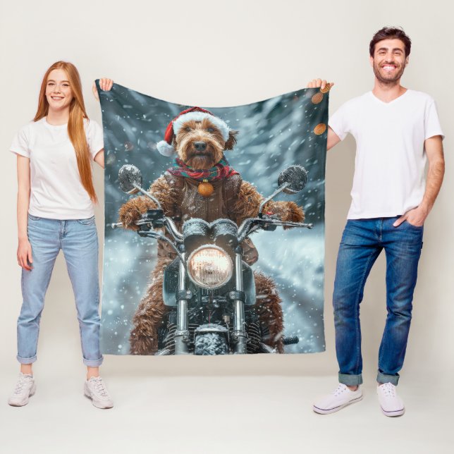 Airedale Dog Riding Motorrad Weihnachten Fleecedecke (Beispiel)