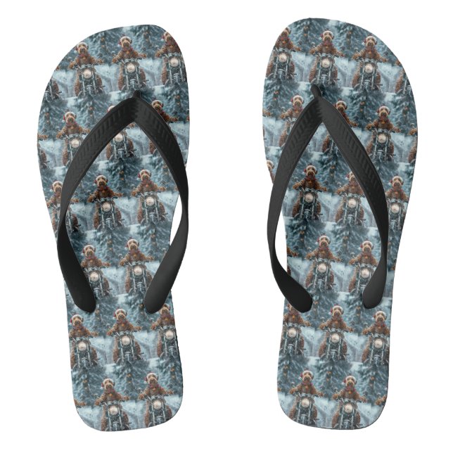 Airedale Dog Riding Motorrad Weihnachten Flip Flops (Fußbett)