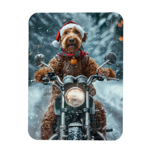 Airedale Dog Riding Motorrad Weihnachten Magnet (Vertikal)