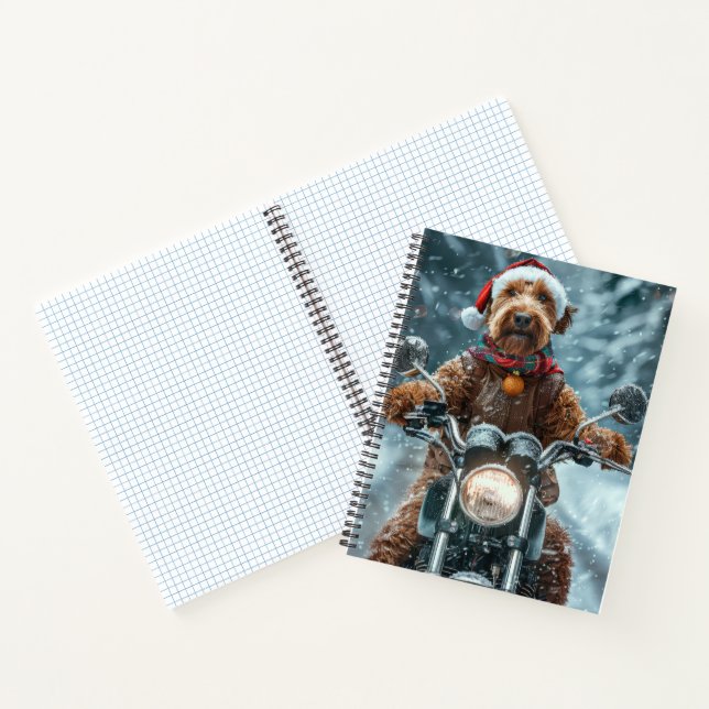 Airedale Dog Riding Motorrad Weihnachten Notizbuch (Innenseite)