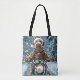 Airedale Dog Riding Motorrad Weihnachten Tasche