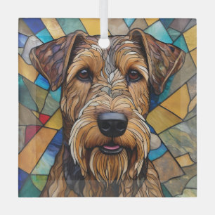 Airedale Dog "Stetted Glass" Ornament Aus Glas