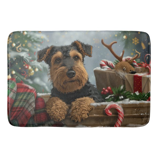 Airedale Dog Weihnachten Badematte (Vorderseite)