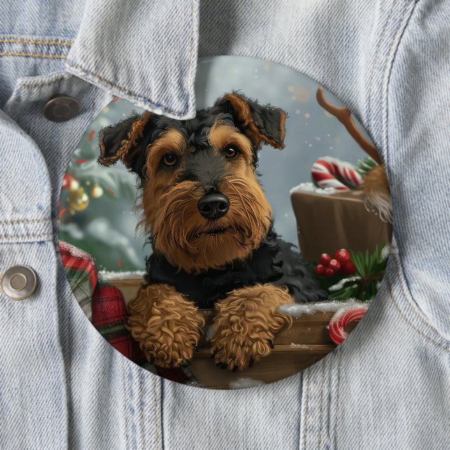 Airedale Dog Weihnachten Button (Beispiel)