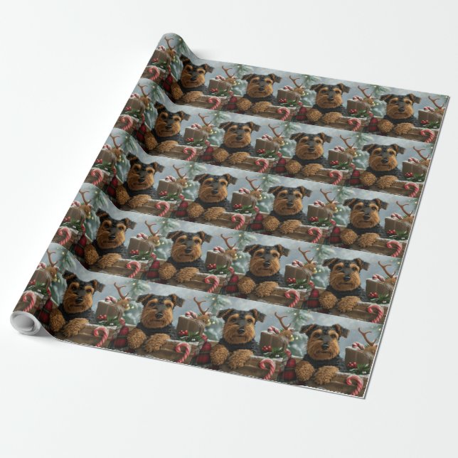 Airedale Dog Weihnachten Geschenkpapier (Ungerollt)