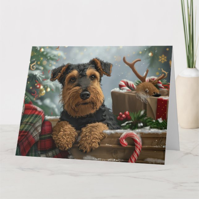 Airedale Dog Weihnachten Karte (Vorderseite)