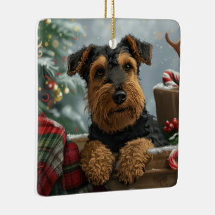Airedale Dog Weihnachten Keramikornament