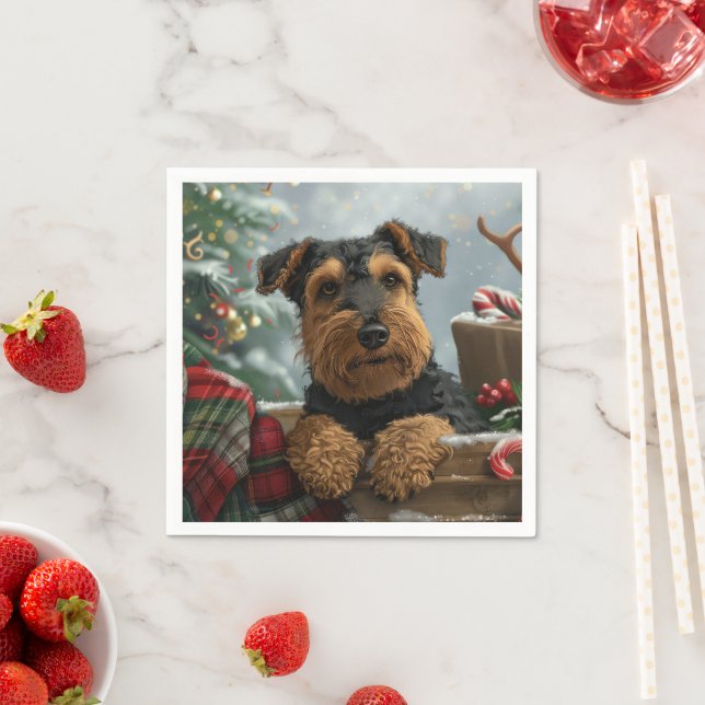 Airedale Dog Weihnachten Serviette (Beispiel)