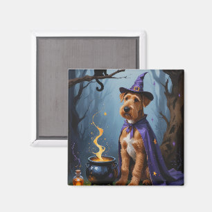 Airedale Dog Whimsical Halloween Malerei Magnet