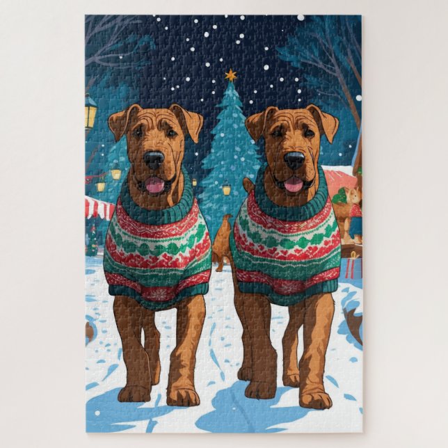 Airedale Dogs Christmas Snow Holiday (Vertikal)