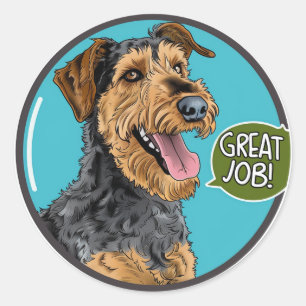 Airedale Great Job Teacher Belohnung Runder Aufkleber