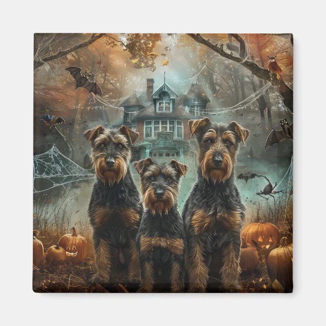 Airedale Halloween Night Doggy Delikatesse Magnet (Vorne)