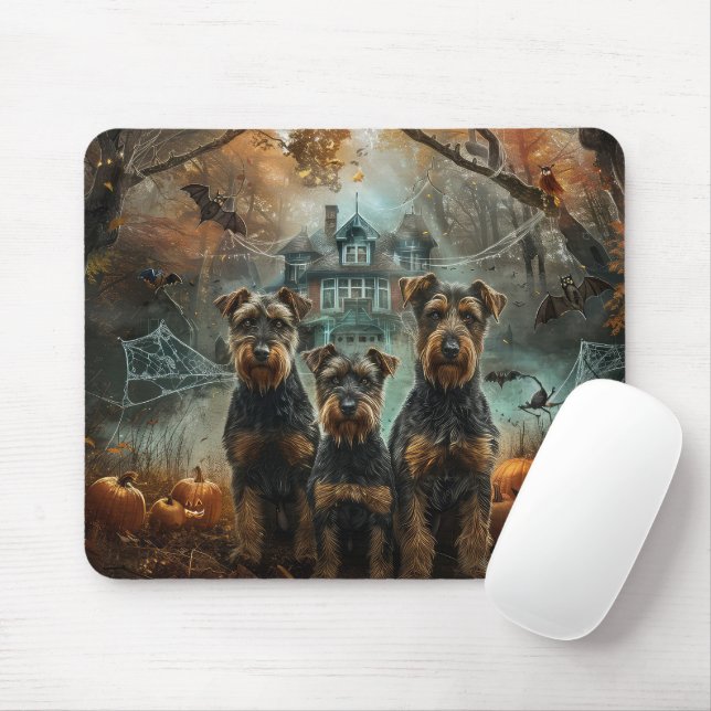 Airedale Halloween Night Doggy Delikatesse Mousepad (Mit Mouse)