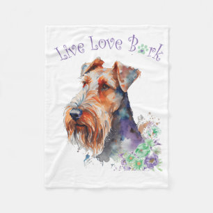 Airedale Hunde Mama Floral Fleecedecke