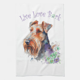 Airedale Hunde Mama Floral Geschirrtuch