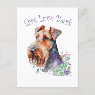 Airedale Hunde Mama Floral Postkarte