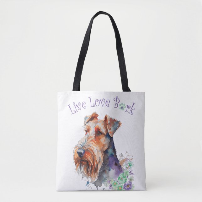 Airedale Hunde Mama Floral Tasche (Vorderseite)