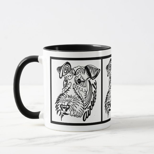 Airedale-Hundegekritzel Tasse (Links)