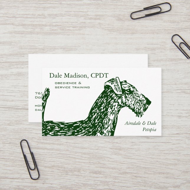 Airedale-Hundegeschäft Visitenkarte (Vorderseite/Rückseite Beispiel)
