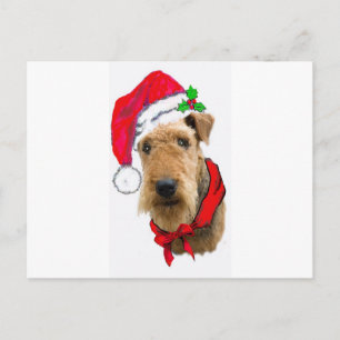 Airedale In Santa Hat Feiertagspostkarte