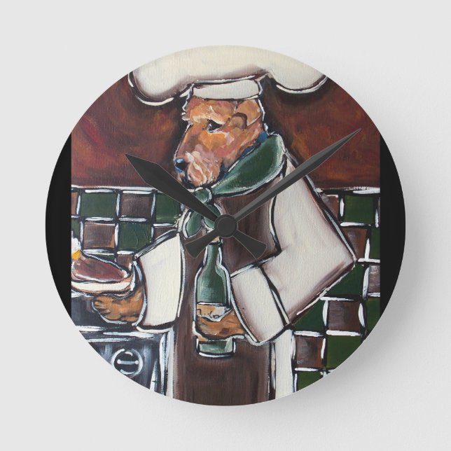 Airedale Koch Runde Wanduhr (Vorderseite)