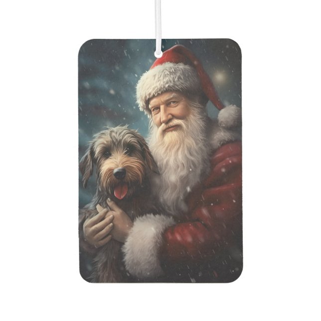 Airedale mit dem Weihnachtsmann Festlich Weihnacht Autolufterfrischer (Vorderseite)