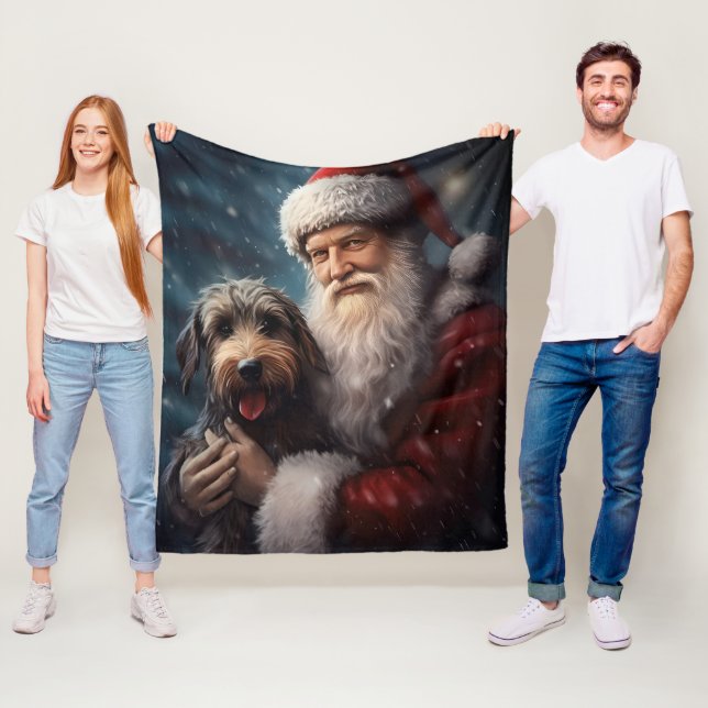 Airedale mit dem Weihnachtsmann Festlich Weihnacht Fleecedecke (Beispiel)