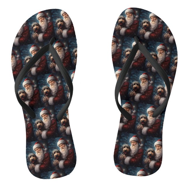 Airedale mit dem Weihnachtsmann Festlich Weihnacht Flip Flops (Fußbett)